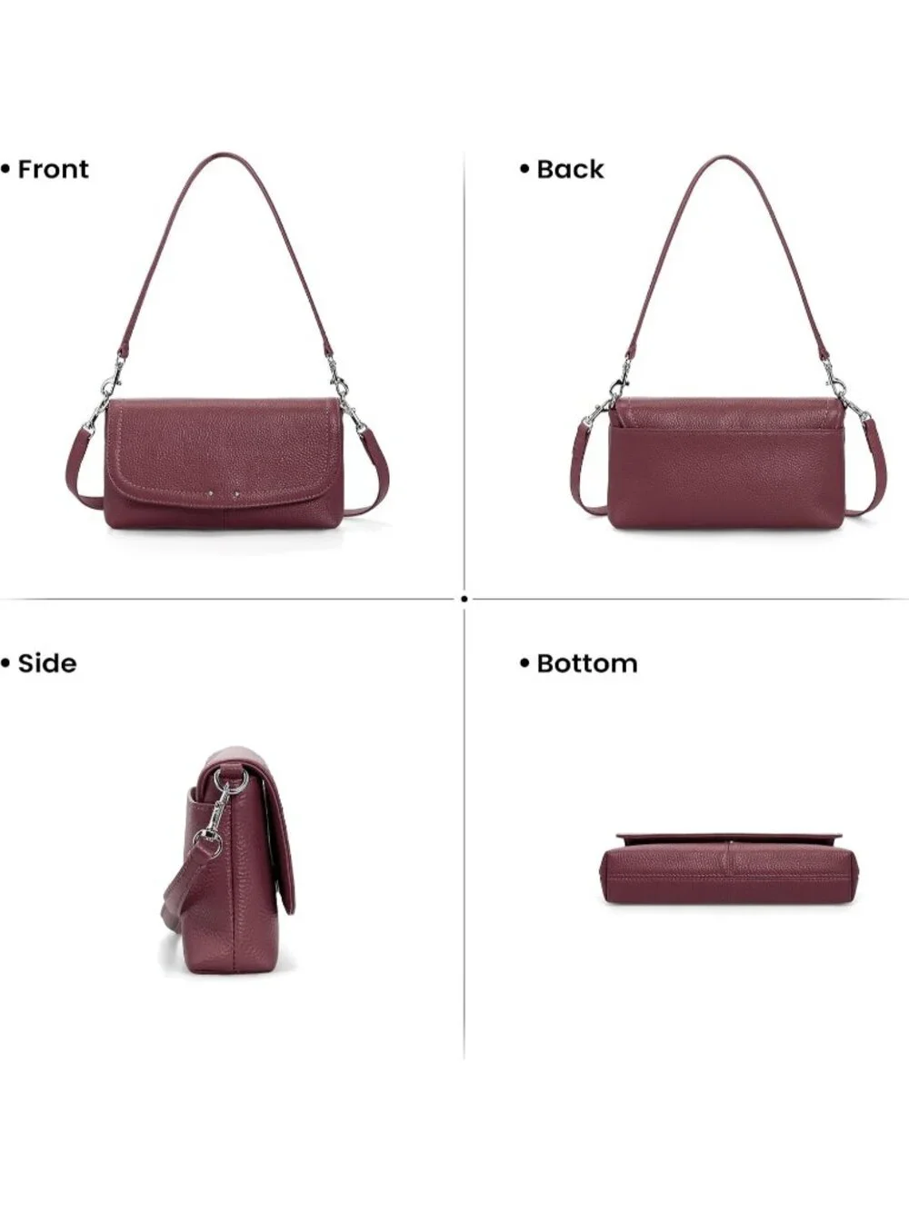 👜Women's Burgundy Genuine Leather Crossbody Bag RFID Wallet Trendy Phone Purse
